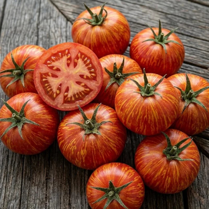 Tiger Stripe Tomato (टाइगर धारी टमाटर)